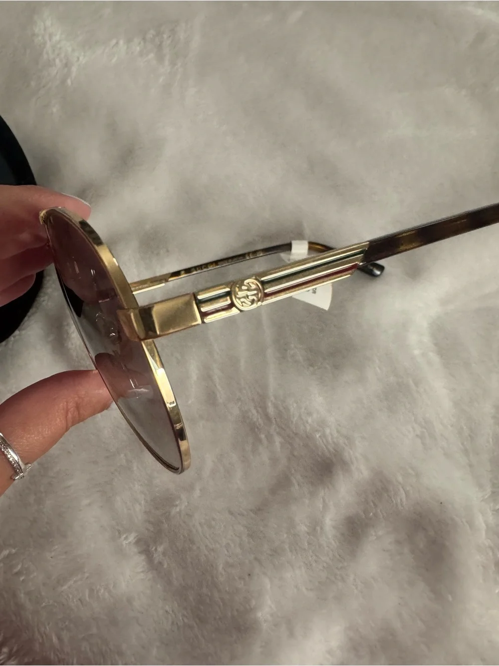 Gucci Gold Metal Aviator Sunglasses with Dark Lenses